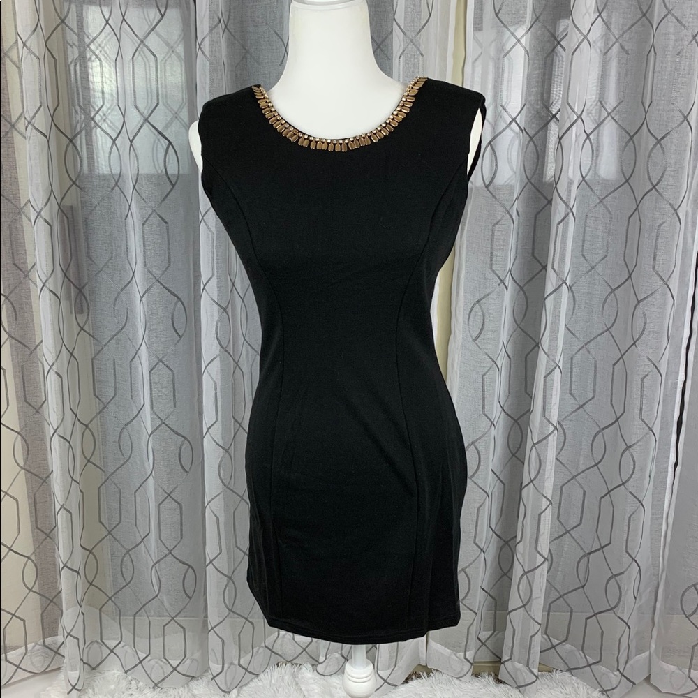Jada Gold Trim Black Dress Small